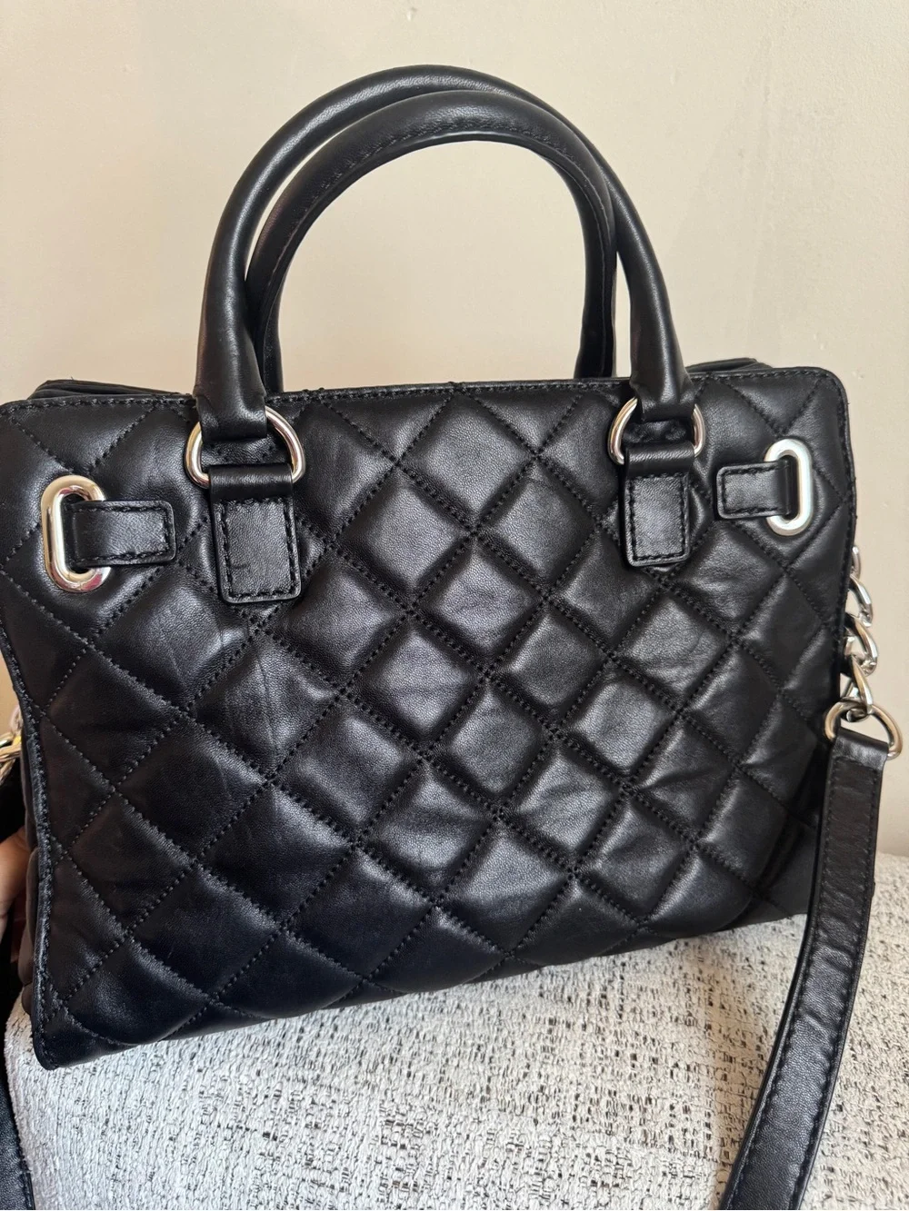 Small Michael Kors Black Quilted Leather Satchel